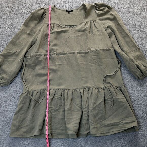 Mittoshop Dress Womens Medium Green Adjustable Drawstring Waist Balloon Sleeves - Picture 5 of 13